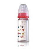 Стеклянная бутылочка BabyOno стандартная (120мл.) - красная